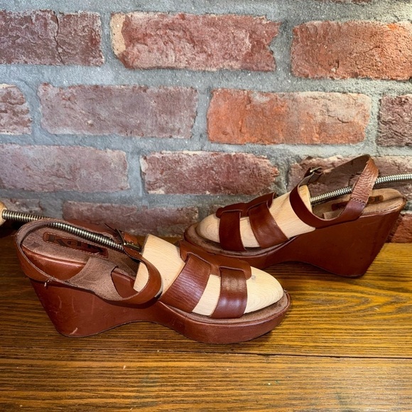 Kork-Ease Korks Size 10/42 Della Wedge Sandals Brown Leather Chunky Platform - Picture 2 of 12